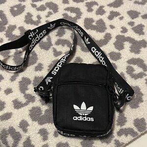 Adidas Black Belt Bag with White Logo